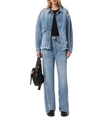 Frankie Mid Rise Studded Jeans in Vintage Indigo