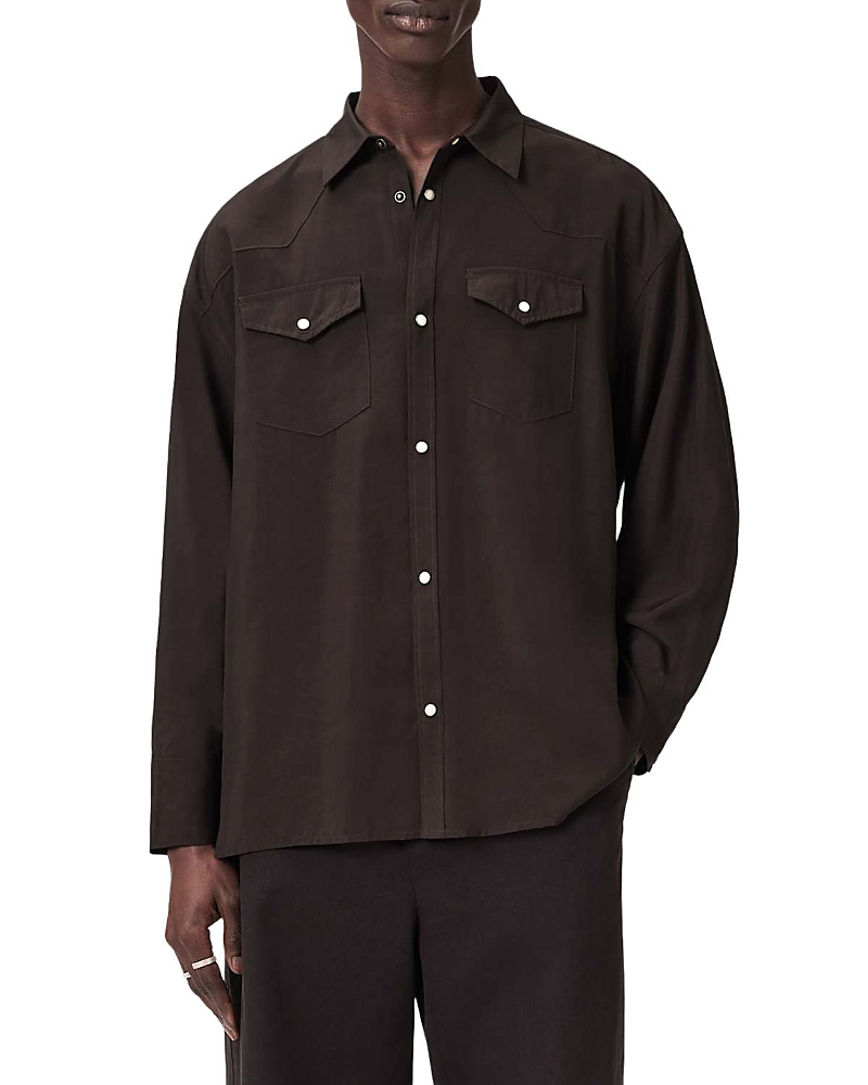 Allsaints Pickett Pocket Shirt In Brown
