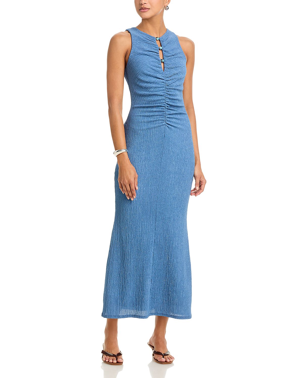 Aqua Gathered Jersey Dress - Exclusive