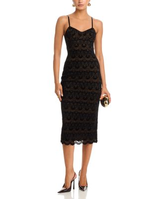 Scallop Stretch Lace Midi Dress - Exclusive 