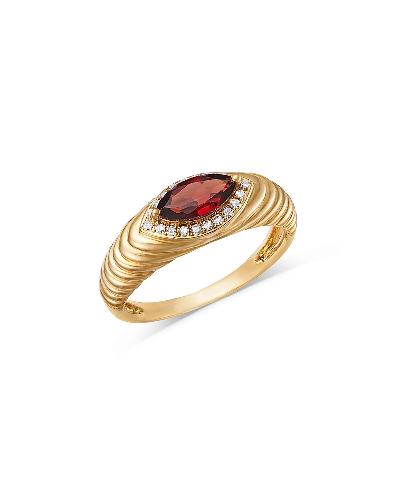 Bloomingdale's Fine Collection Garnet & Diamond Marquis Halo Ring in 14K Yellow Gold