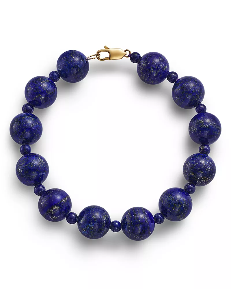 Bloomingdale's Fine Collection Lapis Lazuli Beaded Bracelet in 14K Yellow Gold