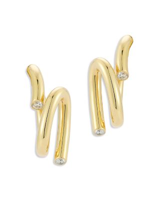 18K Yellow Gold Diamond Duet Thoby Spiral Earrings