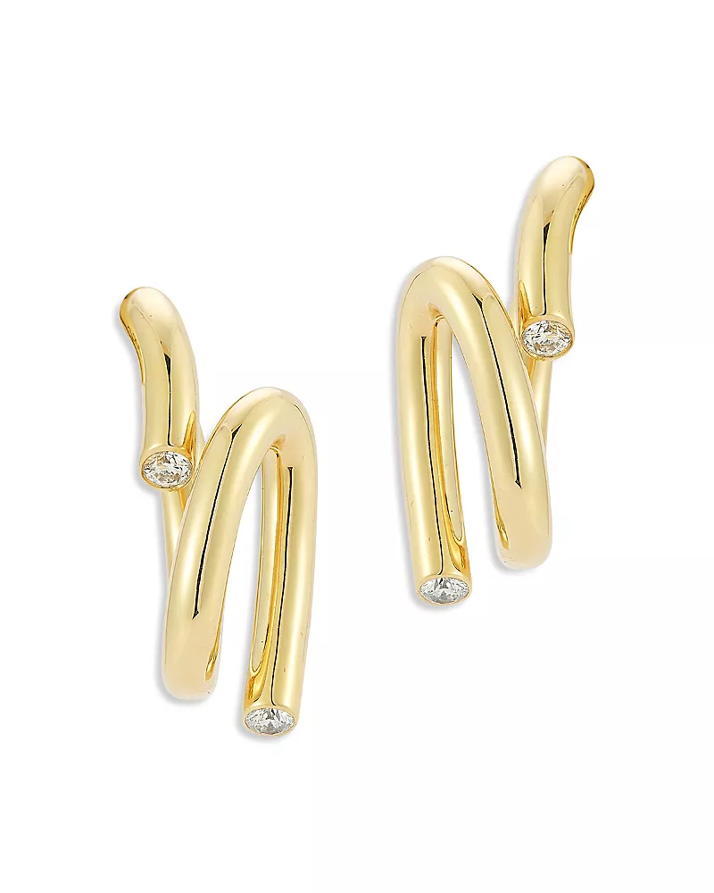 Walters Faith 18K Yellow Gold Diamond Duet Thoby Spiral Earrings