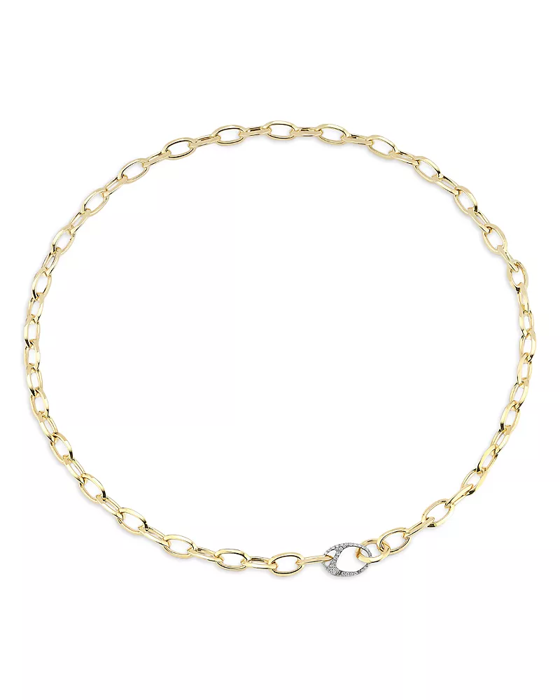 Walters Faith 18K Yellow Gold Diamond Garnett Small Oval Link Necklace, 20