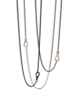 Sterling Silver & 18K Rose Gold Carrington Black Rhodium Chain Link Necklace, 24"