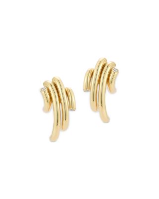 18K Yellow Gold Diamond Thoby Spiral Small Earrings