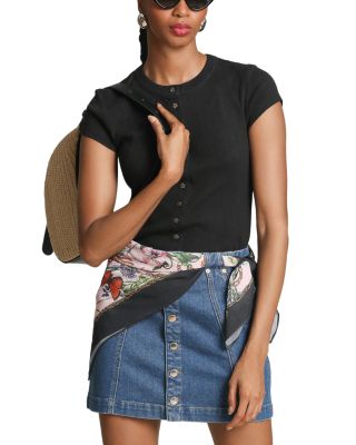 Side Panel Denim Mini Skirt