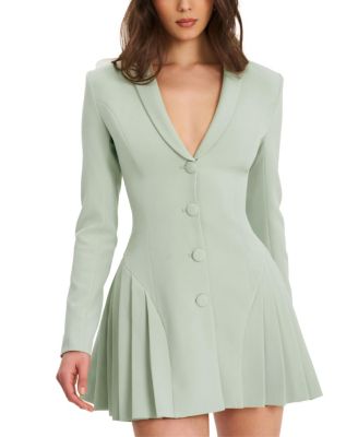 Delia Long Sleeve Blazer Dress with Pleated Detail