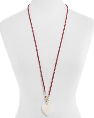Long Happy Cord Heart Pendant Necklace, 34"