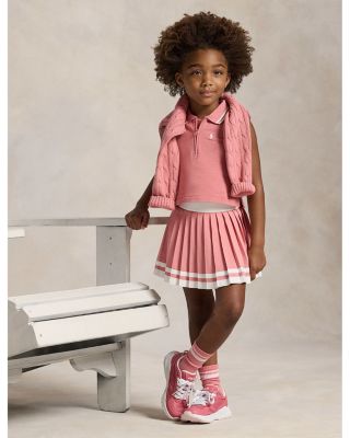 Girls' Stretch Mesh Half-Zip Boxy Polo Shirt - Little Kid