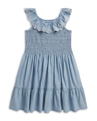 Girls' Blueberry Overlay Indigo Chambray Dress - Big Kid