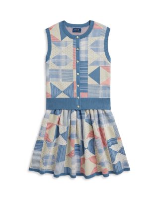 Girls' Patchwork Cotton Cardigan & Skirt Set - Big Kid