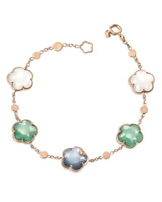 18K Rose Gold Petit Joli Multi Stone & Diamond Flower Chain Bracelet