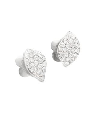 18K White Gold Petit Garden Diamond Pav&eacute; Petal Stud Earrings, 0.40 tcw