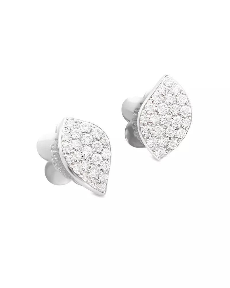 Pasquale Bruni 18K White Gold Petit Garden Diamond Pave Petal Stud Earrings, 0.40 tcw