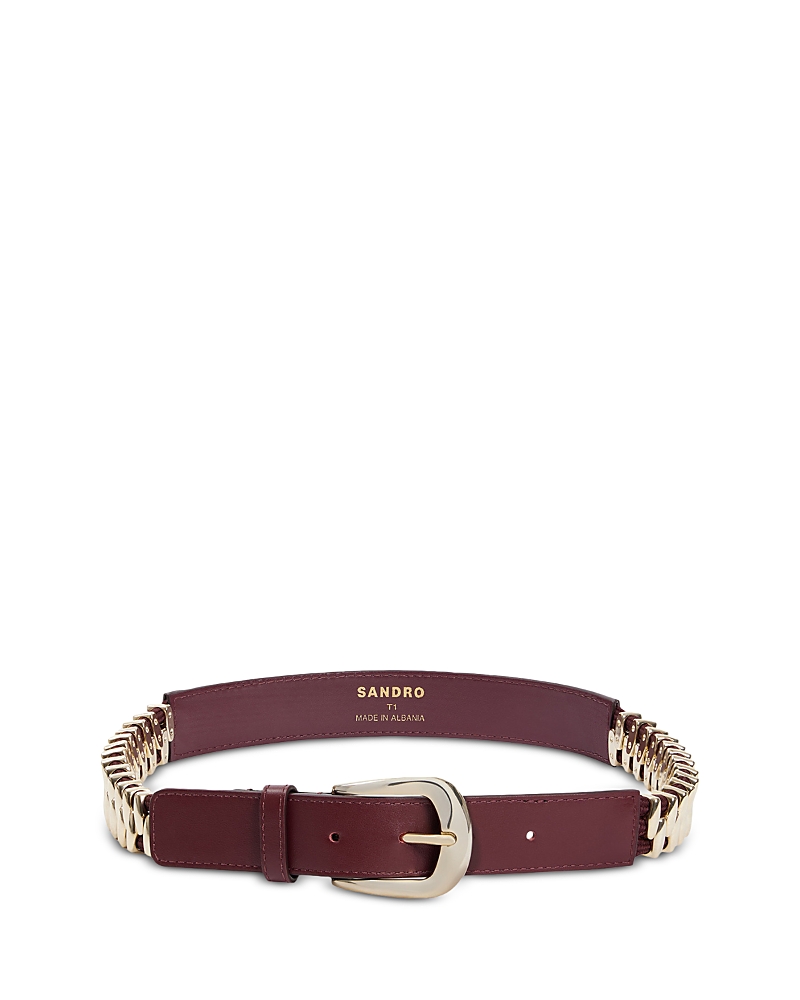 Sandro Women's Bordeaux Leather & Metal Loop Belt