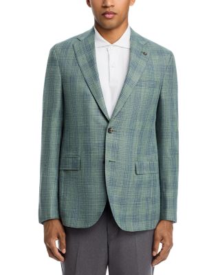Midland Wool, Silk & Linen Plaid Regular Fit Sport Coat