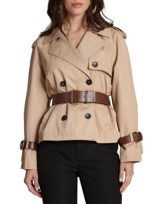 Short Trench Jacket with Leather Belt