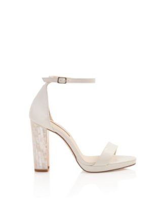  Women's Dove Ankle Strap Pearl Heel Sandal