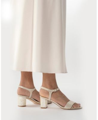 Women's Martina Midi Champagne Ankle Strap Pearl Heel Sandal