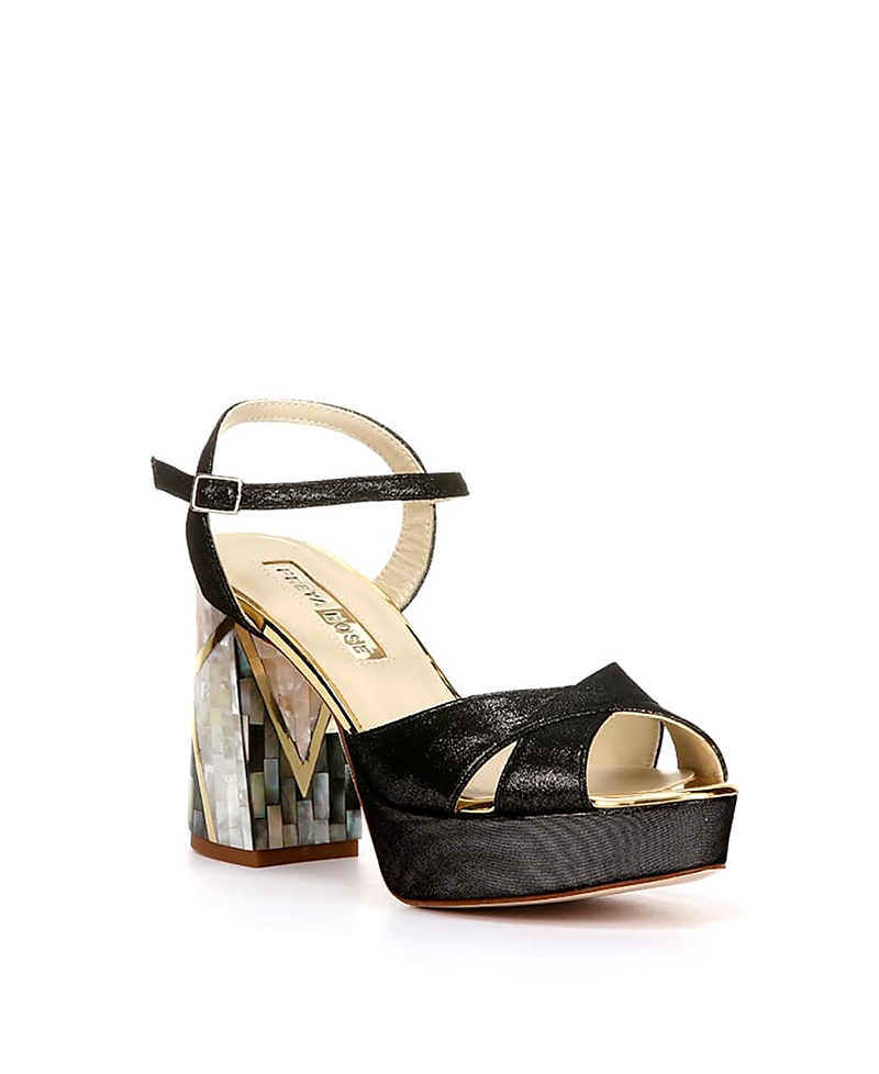 Freya Rose Women's Zahra Noir Ankle Strap Pearl Heel Sandal