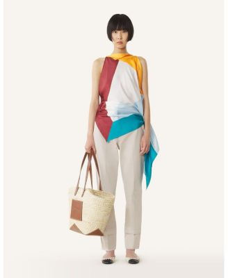  Silk Graphic Print Silk Top