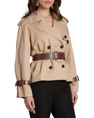 Short Trench Jacket with Leather Belt