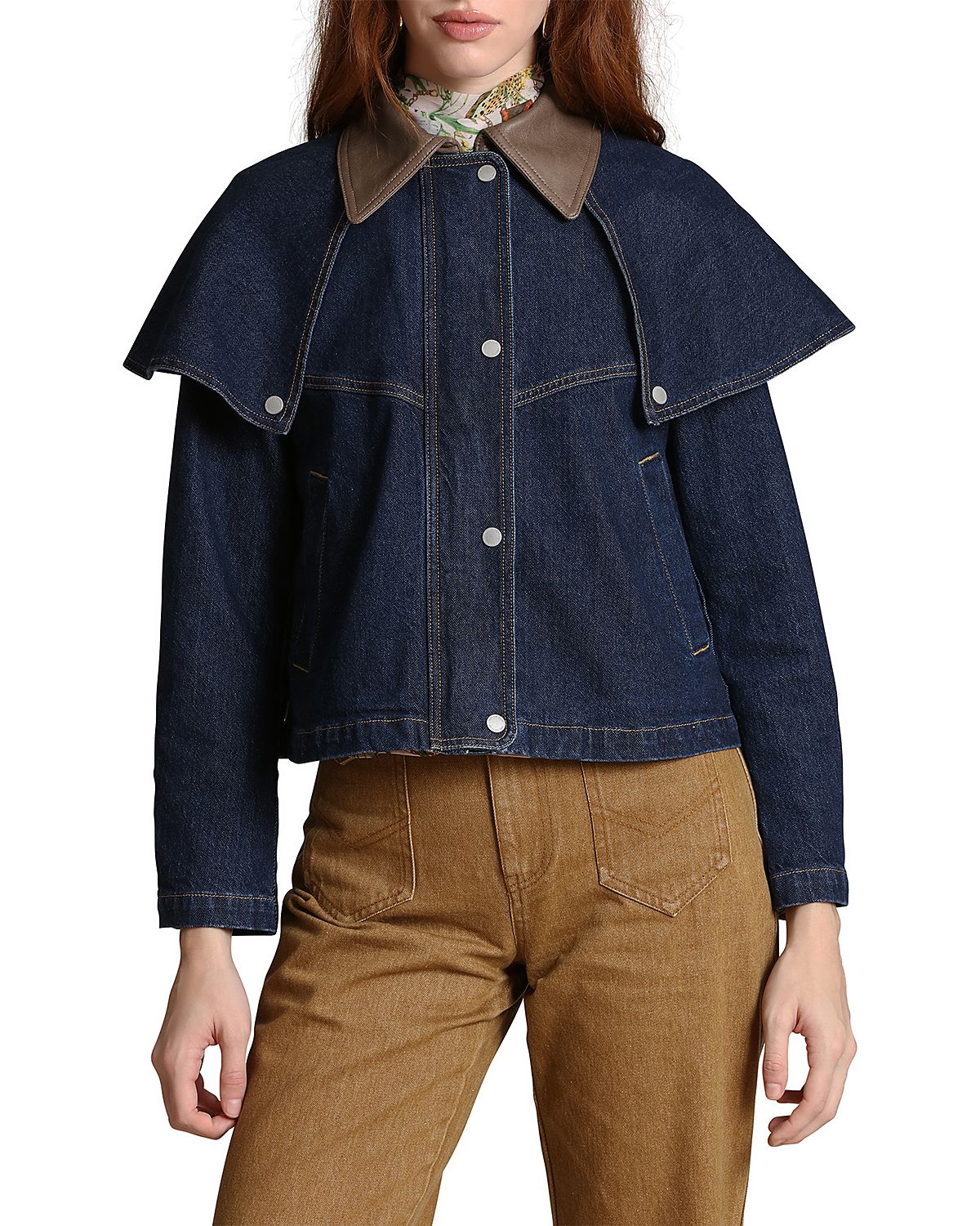 Avec Les Filles Cropped Cape Jacket