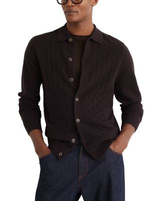Gideon Long Sleeve Button Through Stitch Detail Cardigan