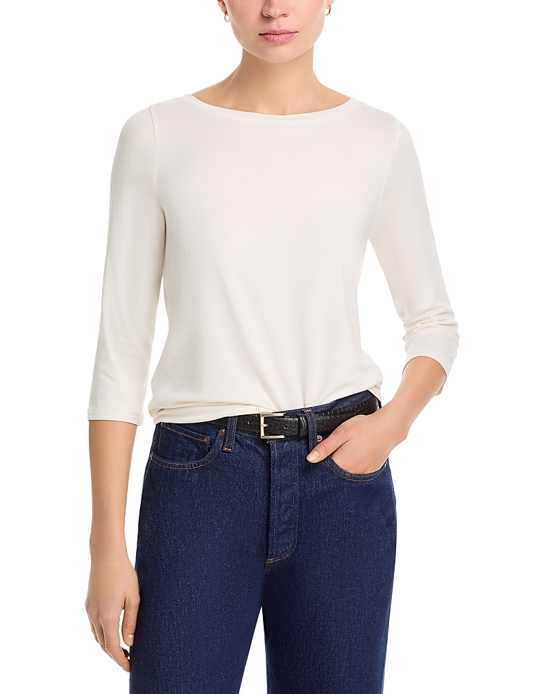 Majestic Filatures Three Quarter Sleeve Pleated Back Top