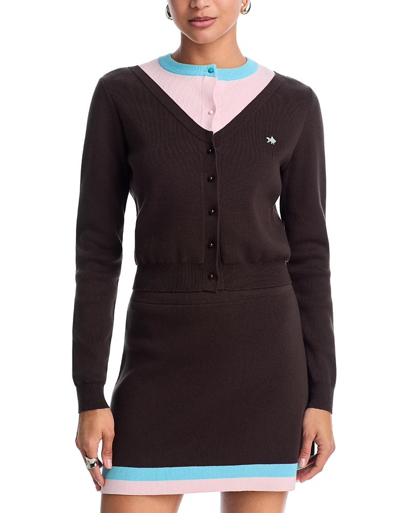 Kate Barton Illusion Layered Cardigan In Brown