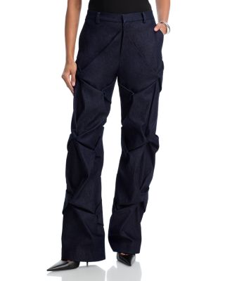 Kate Barton Astrid Denim Draped Trousers In Multi