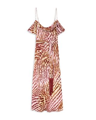 Orchid Print Scarf Midi Dress