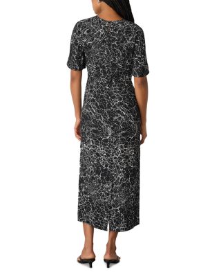 Crackle Print Twist Front Midi Dress