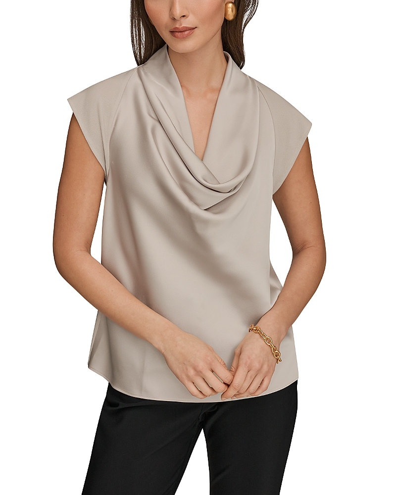 Donna Karan New York Mixed Media Cowl Neck Top