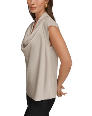 Mixed Media Cowl Neck Top