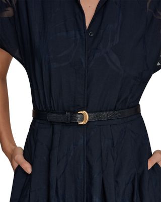 Short Sleeve Burnout Belted Shirt Dress
