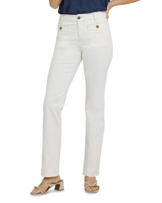 Marilyn High Rise Patch Pocket Straight Jeans in Vintage White