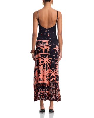 Scenic Print Keyhole Cutout Dress
