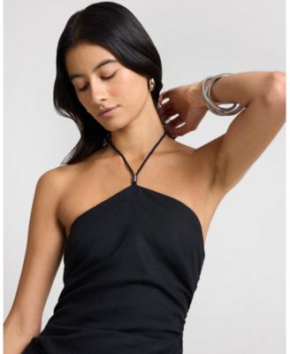 Air Linen Ruched Halter Dress