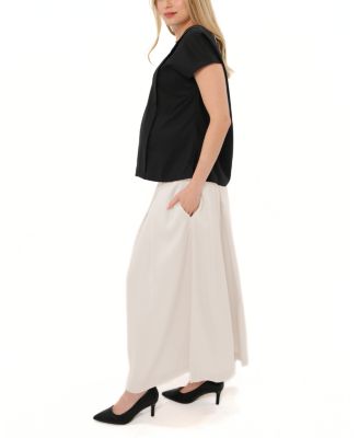 Women's Over-Under Bump Pleated Tencel Maternity Maxi Skirt
