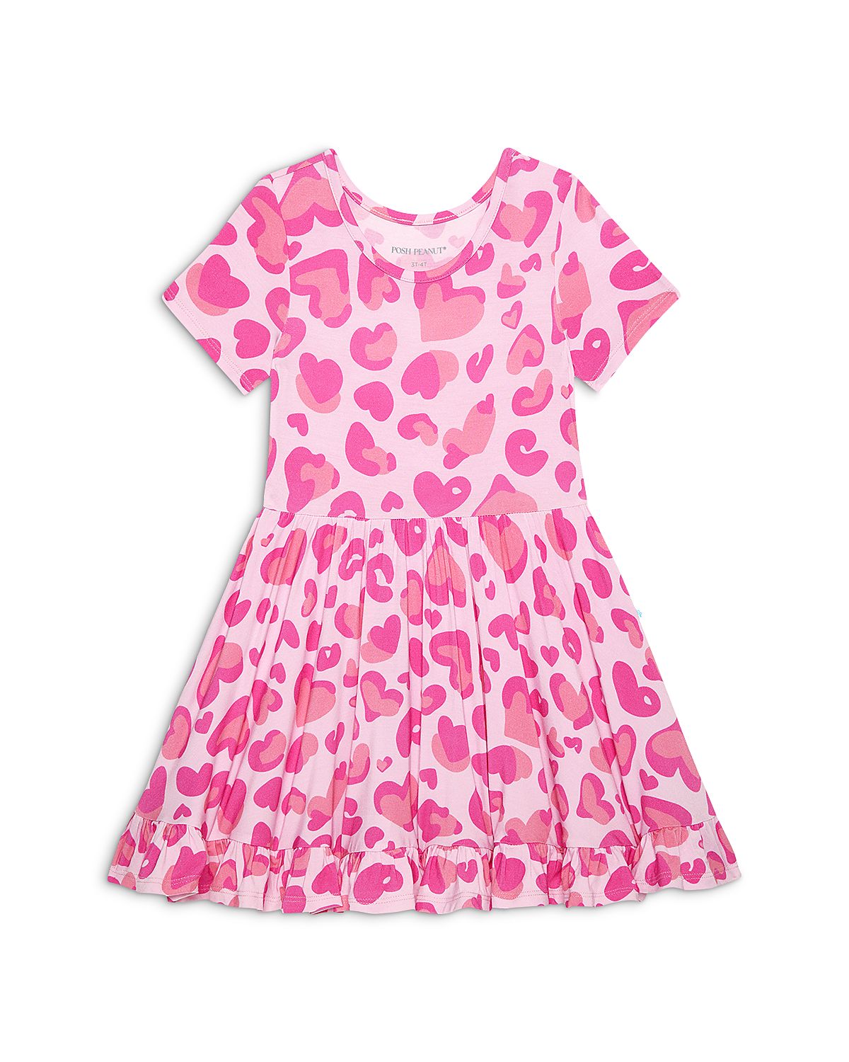 Posh Peanut Girls' Love Leopard Ruffled Twirl Dress - Little Kid