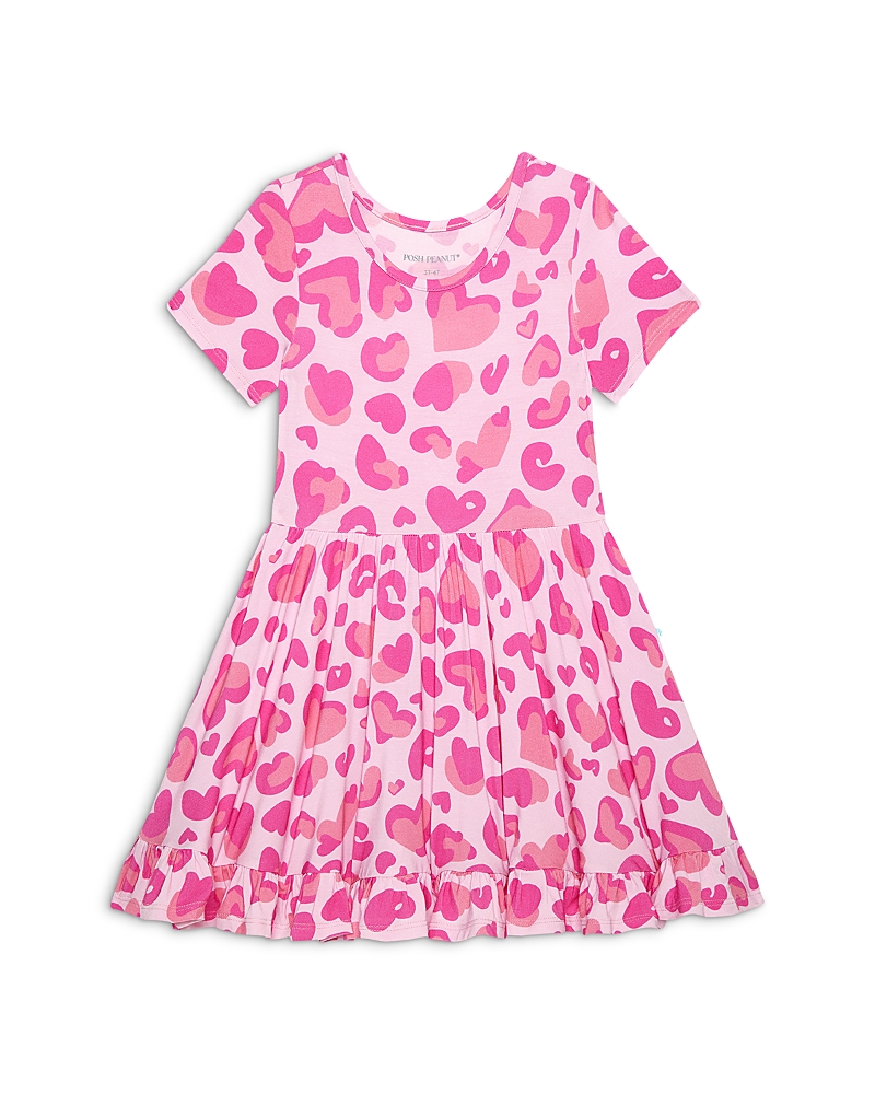 Posh Peanut Girls' Love Leopard Ruffled Twirl Dress - Little Kid