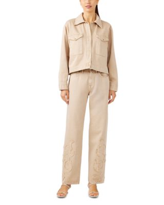 Carla Cropped Jean Jacket in Coco Mousse