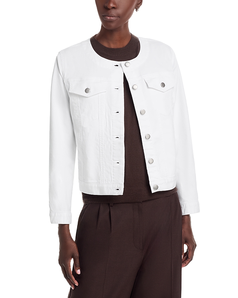 Eileen Fisher Cotton Blend Denim Round Neck Jacket