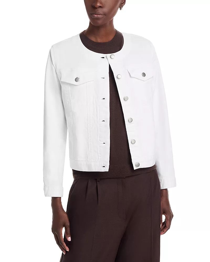 Eileen Fisher Cotton Blend Denim Round Neck Jacket
