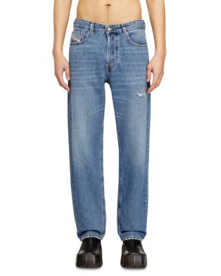 Regular Fit Whiskered Jeans in Denim