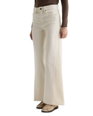 Saige Mid Rise Wide Leg Jeans in Powder/Ecru