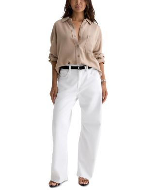 Hattie Crop High Rise Barrel Leg Jeans in Gallery White